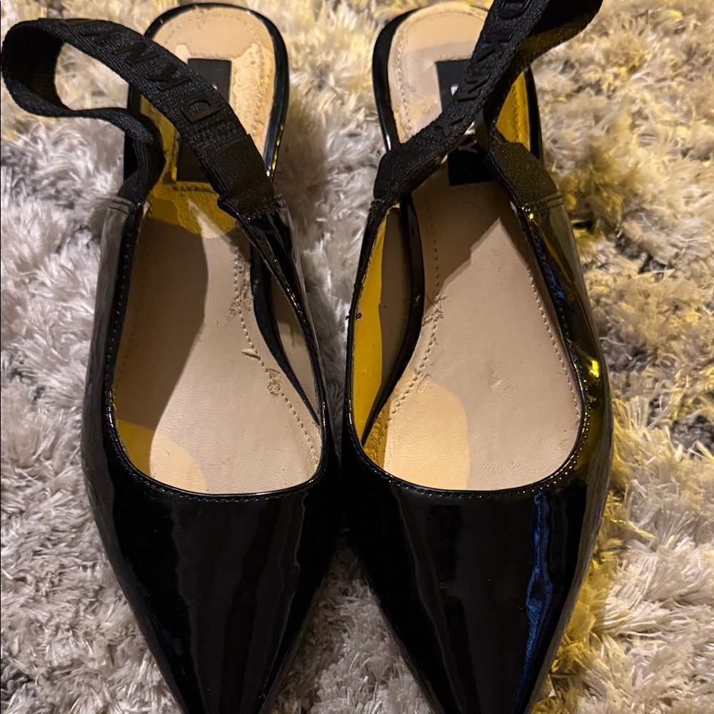DKNY Black Patent Slingback Heels
